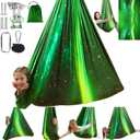 Sensory Swing for Kids Indoor & Outdoor Double Layer Therapy Cuddle Hammock Chair with 360 Swivel Hanger Kit Adjustable Swing for Child and Adult with Aspergers Autism ADHD (Aurora Green)