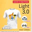 TransOurDream Tru-Heat Transfer Paper for Inkjet & Laserjet Printer (20 Sheets 8.5x11, 3.0) Printable HTV Heat Transfer Vinyl for T Shirts Iron on Transfers for Light Fabrics (TRANS-L3-1-20)