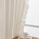 Extra Long Ruffle Curtains 108 Inches Long 2 Panels, 58x108 Inch, Natural Linen Textured Ruffled Curtains for Living Room Rod Pocket Privacy Light Filtering Cottagecore Semi Sheer Flowy Window Drapes