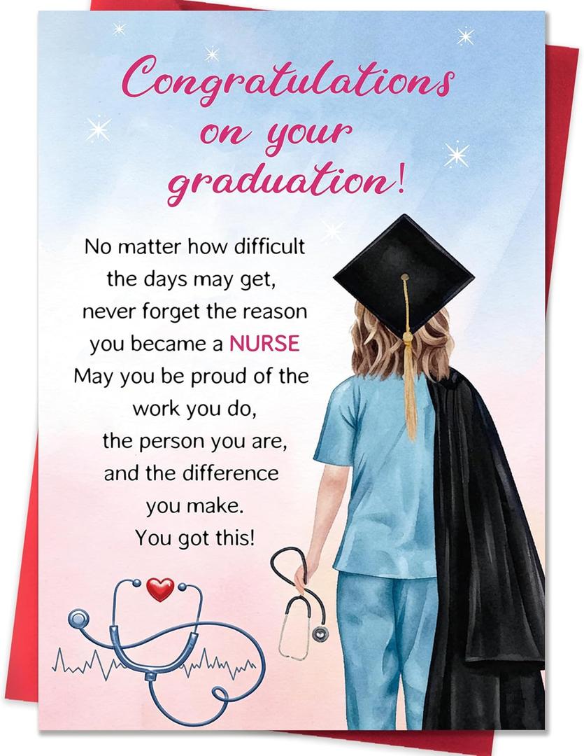 5 x Nurse Graduation Card,2026 Nursing Graduation Gifts for Women,RN Nursing School Graduation Decorations Gifts Card for Daughter Her