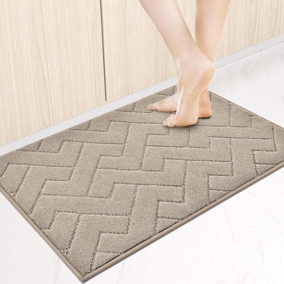 anllugs Machine Washable Kitchen Rugs 24" x 36", Non-Slip Kitchen Runner Rugs Mats for Floor, Absorbent Comfort Standing Mats for Kitchen, Sink, Laundry and Hallway, Taupe