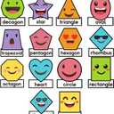 14Pcs Shapes Bulletin Board Set, Jumbo 10x12 Inch 2D Geometric Shapes Posters for Classroom Wall, Rainbow Educational Cutouts with Glue Points for Kindergarten and Preschool Decor (14sheets, Colorful)
