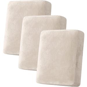 H.VERSAILTEX Velvet Stretch Couch Cushion Cover Plush Cushion Slipcover for Chair Loveseat Sofa Cushion Furniture Protector Seat Cushion Sofa Cover (3 Piece Sofa Cushion Covers, Ivory) (3 Cushion Sofa)