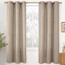 YoungsTex Dark Oatmeal Linen Semi Sheer Curtains 72 Inch Length for Living Room, Light Filtering Window Drapes with Bronze Grommet Privacy for Bedroom Farmhouse, 42 x 72 Inch, 2 Panels