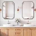 Vanity Bathroom Mirror, 24" x 36" Black Scalloped Mirror for Wall