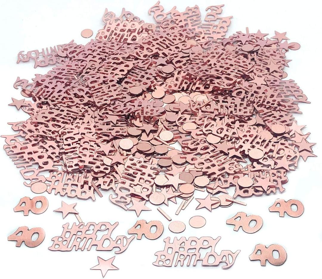 YouU Happy Birthday Party Table Confetti - Twinkle Stars Foil Metallic Sequins Confetti and Special Events Table Scatters Decorations Confetti Decorations about 700pcs（Rose gold） (40 years old)
