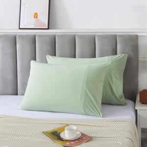 3 x H HOUSEHOLD Super Soft Smooth Queen Size Pillowcases - Breathable Jersey Knit Fabric, Queen Size, Cool Touch for Better Sleep (Mint, Queen Size 20" x 30")