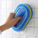 Bathtub Cleaner Brush with Comfortable Handle, Multi-Surface Shower Cleaner & Toilet Brush Cleaner, Ergonomic Grip for Bathroom Cleaning, Tile Grout, Floor Scrubbing Kitchen Brushes (Blue)