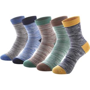 Kids Boys Crew Ankle Socks Cotton Dress Fashion Design Colorful Pattern Seamless Toe 5 Pack Ages 1-11