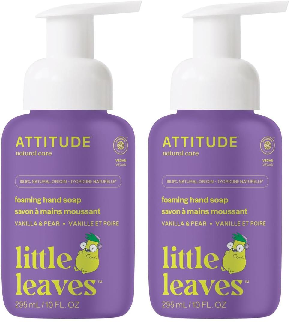 ATTITUDE Foaming Hand Soap for Kids, Plant and Mineral-Based Ingredients, Vegan and Cruelty-free Personal Care Products, Vanilla & Pear, 10 Fl Oz (Pack of 3)