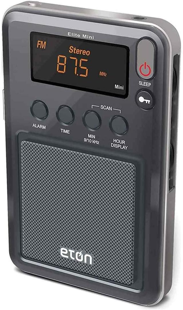 Eton - Elite Mini Compact AM/FM/Shortwave Radio, Internal AM Antenna and Telescoping FM/SW Antenna, Clock and Alarm, Sleep Timer, Custom Leather Case Included, Commitment to Preparedness