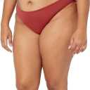 Amazon Essentials Women's Side Tab Bikini Swimsuit Bottom (Large, Brick Red)