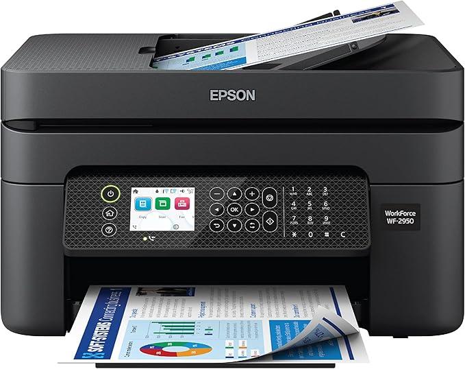 Epson Workforce WF-2950 Wireless All-in-One Printer with Scan, Copy, Fax, Auto Document Feeder, Automatic 2-Sided Printing and 1.4" Color Display,Black