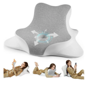 Reading Pillow for Bed, Lying, Leaning and Prone, Ergonomic Memory Foam Bed Wedge Pillow for Headboard, Chin & Back Support Pillows on Bedrest Couch Floor- Grey