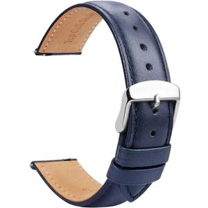 TStrap Leather Watch Band Men - Blue Quick Release Watch Strap for Women Replacement - Soft Smart Watch Bracelet with Clasp Buckle for ladies - 14mm 16mm 18mm 19mm 20mm 21mm 22mm 23mm 24mm