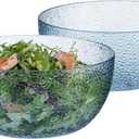 2-Pack 130 OZ Acrylic Salad Bowls, 9.5 inch Shatter-Resistant Serving Bowls, Large Plastic Mixing Bowls for Outdoor or Home Gatherings, Blue
