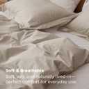 Bedsure 100% Washed Cotton Duvet Cover Queen Size - Oatmeal Minimalist Bedding Set Linen Like - PureWoven Plain Simple & Soft Comforter Cover for All Seasons (Oatmeal, Queen, 90"x90")