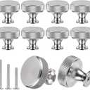 10 Pack Silver Cabinet Knobs Drawer Cupboard Kitchen Knobs Round Solid Knurled Cupboard Handles with 30 Screws for Cabinet Furniture Dresser Wardrobe Pulls(Silver)