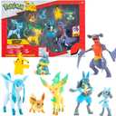 Pokemon Characters Set 8 Pack Pokemon Games Garchomp, Pikachu, Eevee, Lucario, Riolu, Munchlax, Glaceon & Leafeon - Figurine Toys