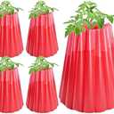 Adnee 5 Pack Water Filled Plant Protectors-19 x 17 Inch Reusable Wall of Water Plant Covers for Tomato Plants-Red Early Season Insulating Plant Protective Cover for Outdoor Winter Freeze Protection