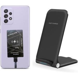 Extertal Wireless Charging Receiver Type-C Adapter for Samsung Galaxy A13 A23 A33 A53 A73 5G with Stand Folding Wireless Charger