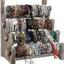TOPNEW 4 Tier Wooden Bracelet Holder, Bangle Watch Necklace Display Storage Jewelry Holder Stand Display Organizer,Antique White