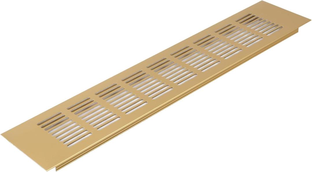 Vent Systems 15.75 x 3.15 Inch (Outer Size) Rectangular Door Vent - Gold Aluminum Vent Cover Toe Kick Vent Cover - HVAC for Home Cabinet Vent - Intake/Exhaust Door Return Air Vent