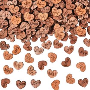 1000 Pcs Wood Heart Confetti Rustic Wedding Table Decorations Small Mr Mrs Love Cake Decoration Valentine Gift for Wedding Valentine Party Table Cake Decor(Cute Style)