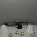 WOSHITU Bathroom Vanity Light Fixtures: 3 Lights Modern Bathroom Lighting Fixtures Over Mirror with Frosted Milky Glass Shade, Black and Gold Vanity Lighting Fixtures Wall Sconce for Bath Bedroom (Black & Gold)