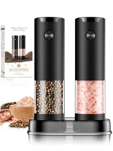 Electric Salt and Pepper Grinder Set Automatic Battery Pepper Mill Shakers Adjustable Coarseness Upgraded Larger Capacity with Led Home and Kitchen Appliances Birthday Gifts for Women Mom