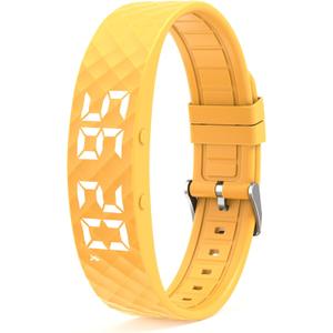 Non-luetooth Led Fitness Tracker Watch No App No Phone Required Fitness Watch Pedometer Watch with Steps Calories Sleep Tracker Alarm Clock for Man Women (Yellow)