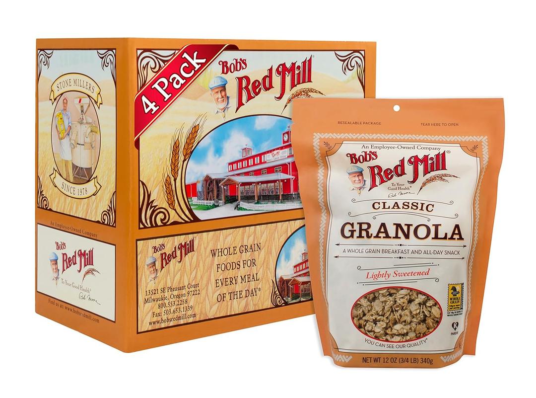Bob's Red Mill Classic Granola, 12oz (Pack of 4) - Whole Grain, Kosher, BB 05/Jan/2026