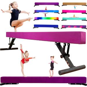 MARFULA Adjustable Balance Beam 8 ft Gymnastic Beam Adjustable Height for Kids and Teenage of All Gymnastic Levels, Gymnastic Training Beam Gymnastic Equipment for Athlete Home and Gym Club Use (Height: 9 inch - 17 inch, Purple (Height: 9" - 17"))