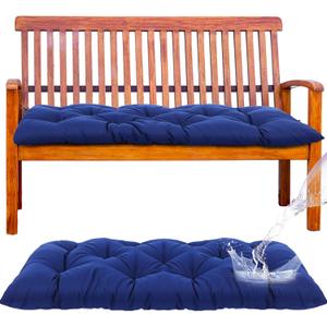 Wenqik Outdoor Bench Cushion Waterproof Bench Cushion for Outdoor Furniture Soft Thicken Porch Swing Pad with Ties for Indoor Garden Patio Seat(Navy Blue,48 x 20 x 3 Inches)