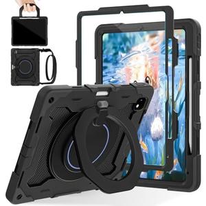 ROISKIN for iPad Pro 13 inch Case (M5 2025 / M4 2024) -with HD Screen Protector, 360 Rotating Kickstand/Handle, Shoulder Strap, Pen Holder, Heavy Duty Military Grade - Kids Friendly