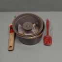 1.5 Quarts Ceramic Nonstick Saucepan with Lid, Small Sauce Pot with Pour Spouts for Multipurpose Use, Milk Pan with Detachable Handle, Oven Safe (Brown)