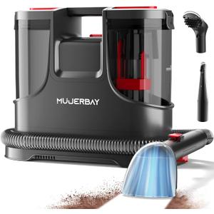 Carpet Cleaner, MUJERBAY Portable Spot and Stain Cleaner, Easy Move with Handle, Deep Cleaning Machine for Couch, Stairs, Car and Pet Messes. (Bright Red)