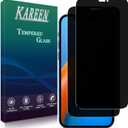 KAREEN 2 Pack Privacy Screen Protector For iPhone 12, 12 Pro 6.1 Inch Anti Spy Tempered Glass, 9H Hardness, Easy to Install, Bubble Free (Black)