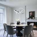 MAYNA Modern LED Chandelier for Dining Room, Dimmable LED Pendant Light with Remote, Irregular Infinity Light Fixture for Kitchen Island, 3 Color Changeable Chandelier, Chrome 19.7 inch