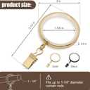 20 Pack Premium Easy Glide Curtain Rings with Clips, Metal Drapery Rings with Silent Nylon Inserts, 2 inch Diameter (1-5/8 inch Inside Diameter) Gold Curtain Rod Clips & Rings for Windows