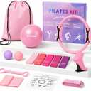 Home Pilates Kit for Women - 14 Pcs Pilates Equipment Set with Pilates Ring and Ball, 5 Resistance Bands Etc Accessories for Beginners Home Workouts - Includes Workout Guide