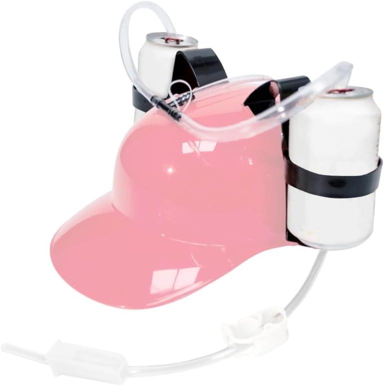 Beer Hat,Funny Hat for Drinking Soda,Beer Helmet,Drinking Accessories Gifts for Man (Pink)