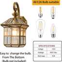 Copper Porch Lights Oil Rubbed Brass Outdoor Wall Lights 13.4in Exterior Lantern Light Fixture Waterproof Outside Wall Mount Sconce Lamp for Patio Garage Entryway Balcony