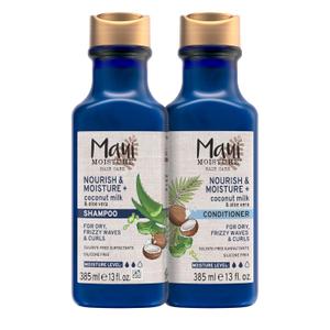 Maui Moisture Nourish & Moisture + Coconut Milk Shampoo + Conditioner to Hydrate and Detangle Curly Hair, Lightweight Daily Moisturizing Shampoo, Vegan, Silicone & Paraben-Free, 13 Fl Oz
