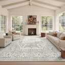 Area Rugs for Living Room - 9x12, Boho Non-Slip Low Pile Carpet Machine Washable Rugs for Bedroom, Farmhouse, Office, Dining Room (Beige)