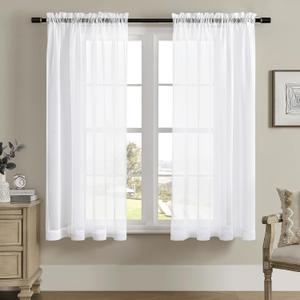 White Sheer Tulle Curtains - 72 Inch Long, 2 Panel Sets, Rod Pocket, for Bedroom & Living Room