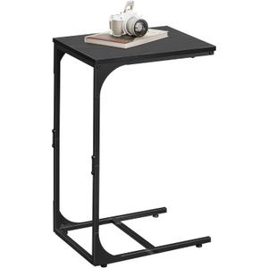 WLIVE C Shaped End Table, Small Couch Side Tables with Metal Frame, Sofa Table TV Tray for Living Room, Bedroom, Relief Black