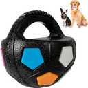 Dog Toy Ball with Handle, Toss and Fetch Play, Interactive Ball for Dogs Playing, Squeaky Floating (Black)