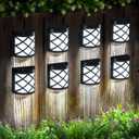 GIGALUMI 8 Pack Solar Fence Light Cold White Porch Solar Powered Decor Outdoor Waterproof Wall Fence Lights for Garden, Yard, Patio, Front Door, Garage