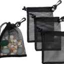 PALTERWEAR Mesh Drawstring Bag With Clip and Toggle Closure - For Watersports, Outdoor, Gym - Multi-Use Set of 4 (Black, 6 x 8 inch)